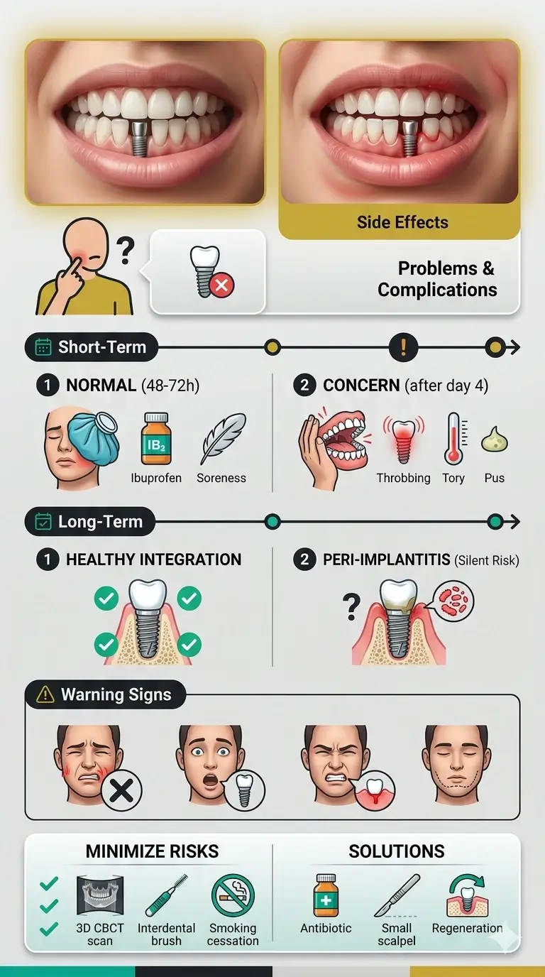 Infographic illustrating the side effects of dental implants