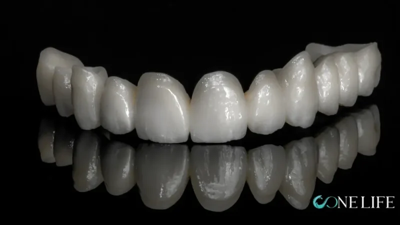 Close-Up of a Full-Arch Zirconia Bridge